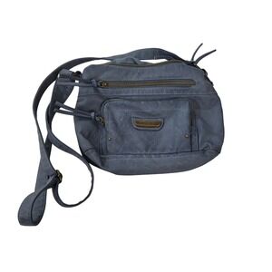 Stone Mountain USA Blue Faux Leather Multi Pocket Crossbody Bag Adjustable Strap